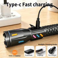 Lampe torche LED tactique rechargeable par USB, zoom réglable, luminosité réglable, étanche IP66, pour le camping et les patrouilles