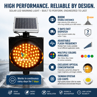 Feux de signalisation clignotants solaires LED Wideway 300 mm, étanches IP65, couleur ambre, pour travaux routiers et avertissements de sécurité