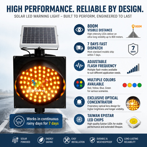 Feux de signalisation clignotants solaires <span class=keywords><strong>LED</strong></span> Wideway 300 mm, étanches IP65, couleur ambre, pour travaux routiers et avertissements de sécurité - Product Image 2