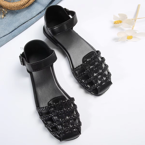 Summer Fashion One Line Buckle Flat Shoes Rubber Pu Material Women's Flat <b>Sandals</b> - Product Image 4