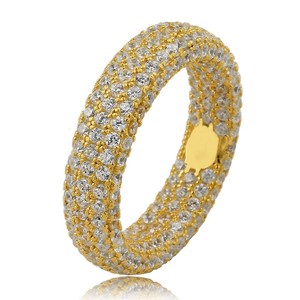 Anillo de Eternidad Completo con Micro Pavé de Circonitas Cúbicas, Diseñ<span class=keywords><strong>o</strong></span> de Tubo Redondo y Cúpula, Chapado en Oro y <span class=keywords><strong>Plata</strong></span> sobre Latón, Joyería Unisex para Parejas, Estilo Hip Hop, Venta al por Mayor - Product Image 4