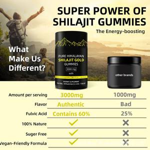 Gommes de Shilajit de l'Himalaya pur OEM Gommes de minéraux de l'Himalaya Gommes aux vitamines Shilajit Personnaliser les suppléments nutritionnels - Product Image 4