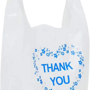Sacs à provisions en plastique très solides avec poignées pour les petites entreprises-Design «Merci» - Product Image 1