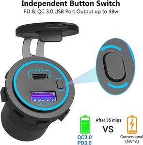 ช่องเสียบที่จุดบุหรี่ 12V, ช่องเสียบชาร์จ<span class=keywords><strong>เร็ว</strong></span> 3.0 และ PD 3.0 USB พร้อมปุ่มสวิ<span class=keywords><strong>ต</strong></span>ช์, อะแดปเ<span class=keywords><strong>ต</strong></span>อร์กันน้ำ <span class=keywords><strong>12</strong></span> โวลต์ - Product Image 5