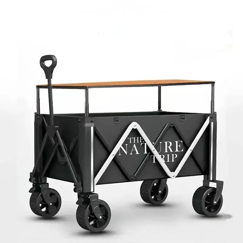 High quality factory direct sales portable folding camper trolley small cart with small table for camping stalls to buy food