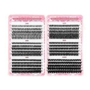 Kit de Extensiones de Pestañas DIY, 144 Pares, Curvatura D, Pestañas Planas con Herramientas Reutilizables para Uso General - Product Image 2