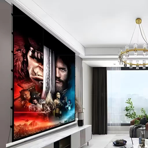 Factory Wholesale 133 Inch 16:9 <strong>Projector</strong> <strong>Screen</strong> <strong>Ceiling</strong> Mounted Embedded Hidden Electric Remote Control <strong>Screen</strong> With Tab-tension - Product Image 1