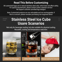 Cubes de refroidissement réutilisables en acier inoxydable 304 de qualité alimentaire, blocs de glace carrés dorés, boîte cadeau avec pince en silicone et outil de bar