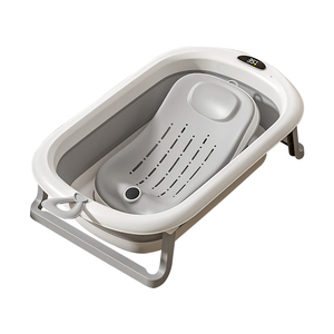 Bañera Plegable para Bebé con Indicador de Temperatura, Bañera Infantil Plegable con Soporte de Baño, Bañera Portátil para Recién Nacidos hasta Niños Pequeños - Product Image 1