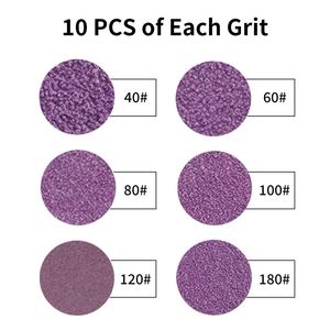 Pacote Misto de Discos de Lixa Abrasivos de Cerâmica de Alumina Roxos de 6 Polegadas com 15 Furos, Fixação por Gancho e Laço, Granulação P40-P180, Dureza Média, para Pintura Automotiva OEM - Product Image 2