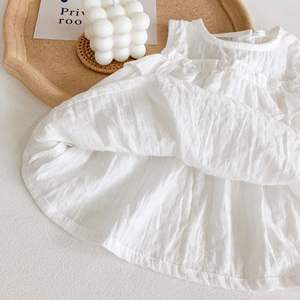 Completo estivo per <span class=keywords><strong>neonato</strong></span> in <span class=keywords><strong>cotone</strong></span> senza maniche in legno, pantaloni per pane a lanterna, completo a due pezzi per bambina - Product Image 6