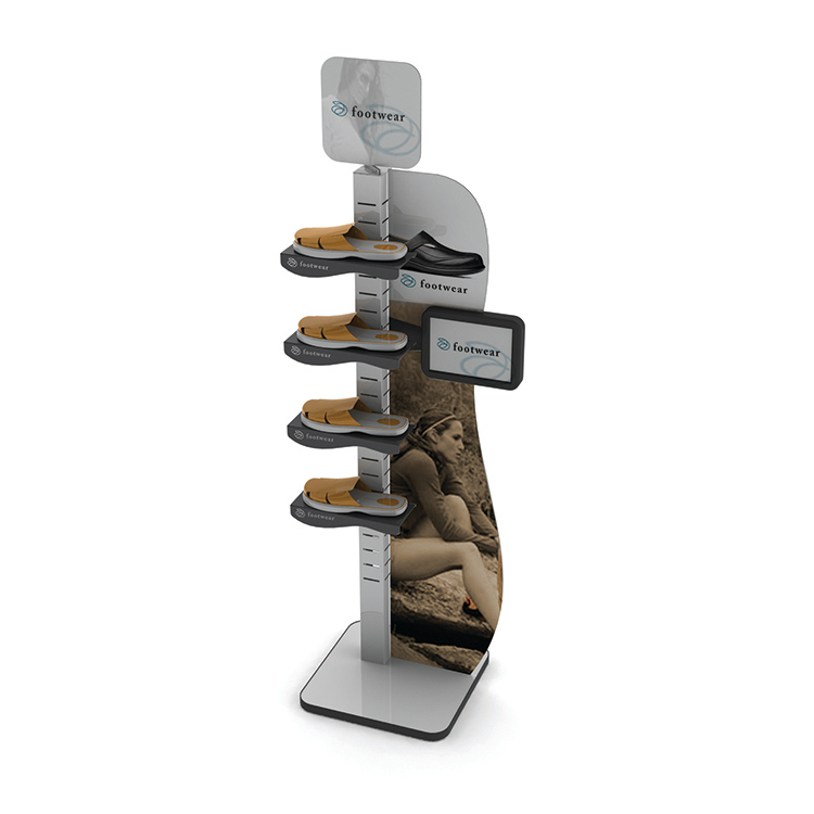 Customized Double Sided Wooden Display Stand with Wheels for Foot Wear — view 3