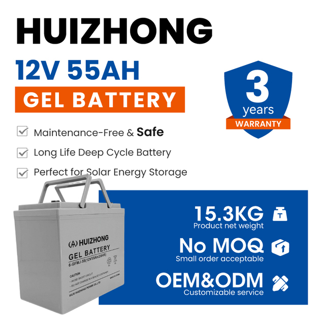 Heavy Duty 12V 55AH GEL Sealed Battery Lead Acid for RV Boat Marine Power Use