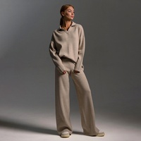 Ensemble tricoté - Style européen et américain, ensemble pull ample automne/hiver, pull col rond + pantalon large