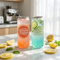 Bouteilles et canettes PET transparentes jetables avec couvercle en aluminium pour soda et bubble tea, 330ml, 355ml, 650ml, avec anneau de tirage