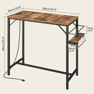 <span class=keywords><strong>Mesa</strong></span> de <span class=keywords><strong>Bar</strong></span> Rectangular de Metal de 35.4 Pulgadas de Altura con Estación de Carga, Estante para Vino y Portavasos, <span class=keywords><strong>Mesa</strong></span> <span class=keywords><strong>Alta</strong></span> de Cocina - Product Image 2