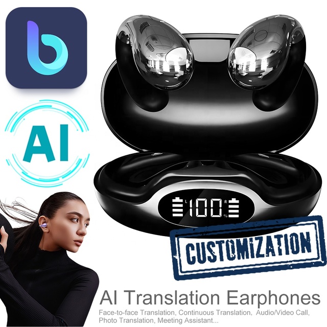 YYK-S19 Electroplated Ear Clip Earphones Ai Earbuds Translator Earphones with Video Translation and Simultaneous Interpretation