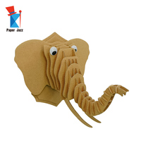 Kit de bricolage éducatif pour décoration murale en carton ondulé 3D en forme de tête d'éléphant - Puzzle non peint pour les 5-13 ans - Marque Paper Jazz