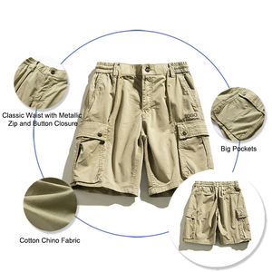Street Wear Cotton <strong>Chino</strong> Washed Khaki Cargo <strong>Shorts</strong> for <strong>Women</strong> and Men Neutral Leisure Style Multiple Pockets <strong>Shorts</strong> - Product Image 2