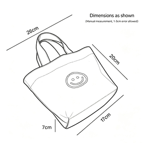 Sac fourre-tout en toile mini personnalisé avec motif souriant pour le shopping et les repas – Vente en gros - Product Image 2
