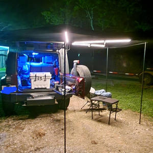 Auvent de <span class=keywords><strong>voiture</strong></span> 270 avec lumières LED, <span class=keywords><strong>poteaux</strong></span> en acier inoxydable, double couche, tissu imperméable très résistant, protection UV 50+ pour les voyages en plein air - Product Image 5