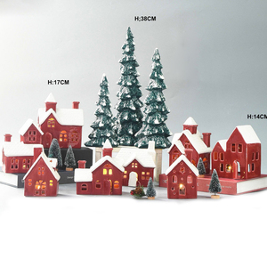 Red Color Ceramic <strong>Christmas</strong> <strong>House</strong> With Led Lighted Ceramic <strong>Christmas</strong> <strong>Village</strong> <strong>Houses</strong> - Product Image 3