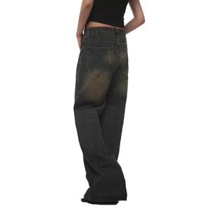 Jeans Deslavados Personalizados para Mujer, 100% Algodón, Alta Calidad, Estilo Vintage, Corte Recto, Holgados, Estilo Y2K - Product Image 4