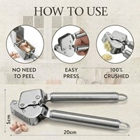 Presse-ail en acier inoxydable de qualité supérieure, manivelle ergonomique, lavable au lave-vaisselle, gadget de cuisine haut de gamme, éplucheur, brosse