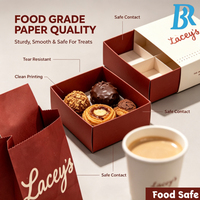 Ensemble d'emballages à emporter pour pâtisserie, café et chocolaterie : sacs en papier personnalisés, boîtes à desserts en chocolat et gobelets en papier pour café - Vente en gros