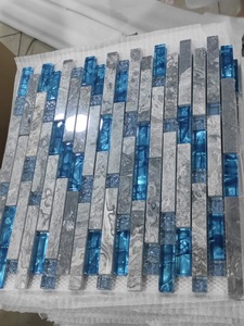 Xây dựng nhà kính gạch nhà bếp backsplash ý tưởng tắm vòi hoa sen Tường trang trí Teal màu xanh xám sóng đá cẩm thạch lồng vào nhau Mô Hình Khảm - Product Image 5