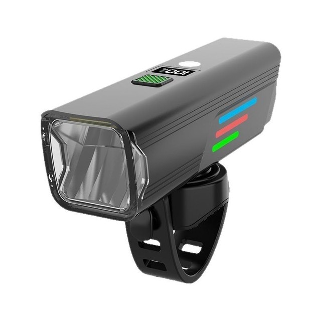 Intelligent Bicycle Headlight Usb Charging With Digital Display Fluorescent High Brightness Aluminum Alloy Night Riding Light