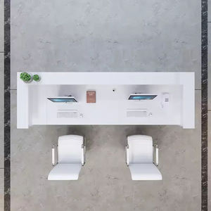 Mostrador de Recepción Extensible Blanco Moderno de Lujo para Oficina, Mueble de Recepción para Hotel y Centro Comercial, Diseño para Dos Personas - Product Image 2