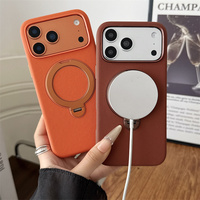 Coque de téléphone antidérapante à texture quadrillée, 360 °   Support rotatif pour anneau, coque de protection surélevée pour objectif d'appareil photo pour iPhone 17/17 Air/17 Pro