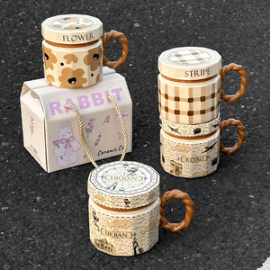 High-End Ceramic <b>Coffee</b> <b>Cup</b> <b>with</b> Simple Cartoon Design Handmade Couple Mug <b>Lid</b> Dishwasher Safe for Men Women for Back School - Product Image 6