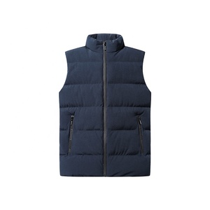 Nouveau design en Stock mode hiver bleu vers le bas coque souple épaissie fermeture éclair sans manches plaine Premium veste matelassée hommes gilets - Product Image 6