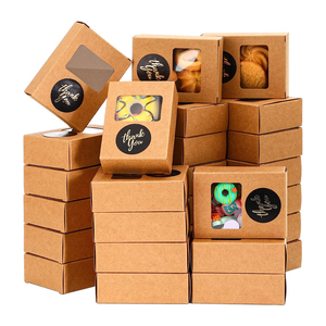Rectangle Candy Cookies Party Favor Kraft Paper Box for Picnic Food Packaging with Window