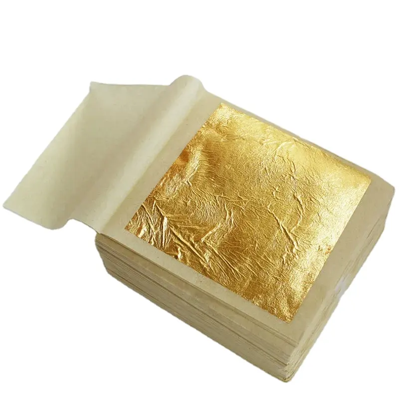 K Pure 24K 금박 잎 페이셜 마스크 수리를위한 노화 방지 금박 예술 공예 디자인 종이 시트 실용적인 순수한 빛나는 금