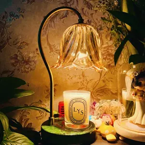 2023 Flameless Melting Wax For Scented Adjustable Height Electric Green Marble Base Candle Warmer Lamp