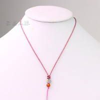 Nouveau collier en chaîne de bambou et cuivre tressé à la main avec perles d'agate rouge de 1 mm, cordon fin pour pendentif, design sportif unisexe