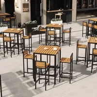 Tables et chaises de bar d'extérieur modernes, anti-corrosion, résistantes au soleil, imperméables, ensemble de table longue de loisirs pour café