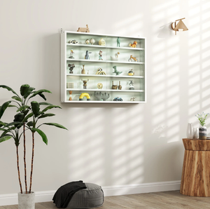 Vitrine moderne à 5 <span class=keywords><strong>niveaux</strong></span> avec <span class=keywords><strong>2</strong></span> portes en verre blanc et <span class=keywords><strong>étagère</strong></span>s réglables Blanc - Product Image 2