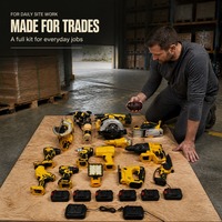 Kit combiné d'outils électriques portatifs sans fil : perceuse, meuleuse, scie sauteuse, visseuse à chocs, lampe de travail pour chantier et atelier