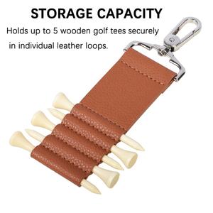 Oem Odmカスタムブランクポータブルパーソナルゴルフポーチバッグタグ収納5ティーキャリアギフトアクセサリーPUレザーゴルフティーホルダー - Product Image 3