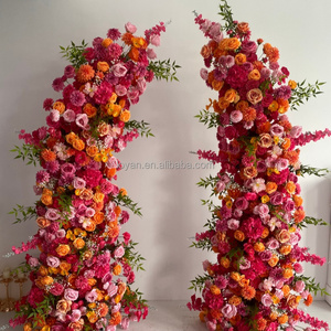 Arche florale artificielle en forme de croissant de <span class=keywords><strong>lune</strong></span> avec roses roses et blanches, toile de fond pour scène d'événement et décoration photo - Product Image 6
