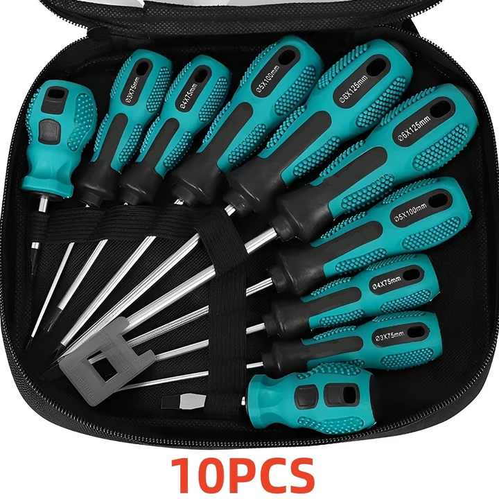 16-Piece Magnetic Screwdriver Set - 5 Phillips & 4 Flat Head Tips With Pick & Hook Tools