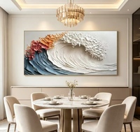Pintura en Lienzo 3D con Textura de Olas del Océano, Paisaje Marino Abstracto en Relieve, Arte de Pared Horizontal para Decoración de Sala de Estar, Hotel, Venta al por Mayor