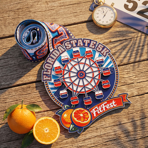 Medallas Personalizadas Giratorias de Metal Plateado con Esmalte, Aleación de Zinc, Diseño de Logotipo en Movimiento Tipo Rueda de la Fortuna, para Maratón, Carrera de 5k - Product Image 2