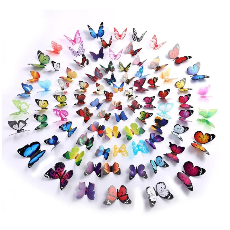 12 pcs Butterfly Wall Decals 3D Butterflies Decor for Wall Removable Mural Stickers Home Decoration Kids Room Bedroom Decor