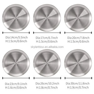 Özelleştirilmiş Logolu SS201 Paslanmaz Çelik Yemek Tabağı <span class=keywords><strong>Metal</strong></span> Pizza Tepsisi Yuvarlak Servis Tabağı Kamp Tabağı - Product Image 2