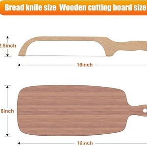 Wooden <b>Bread</b> <b>Knife</b> And Cutting Board Set 12 In Stainless Steel Blade Durable For Home Kitchen Baking - Product Image 5